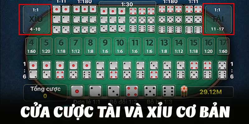 Cửa cược tài và xỉu là 2 cược chính trên bàn cược